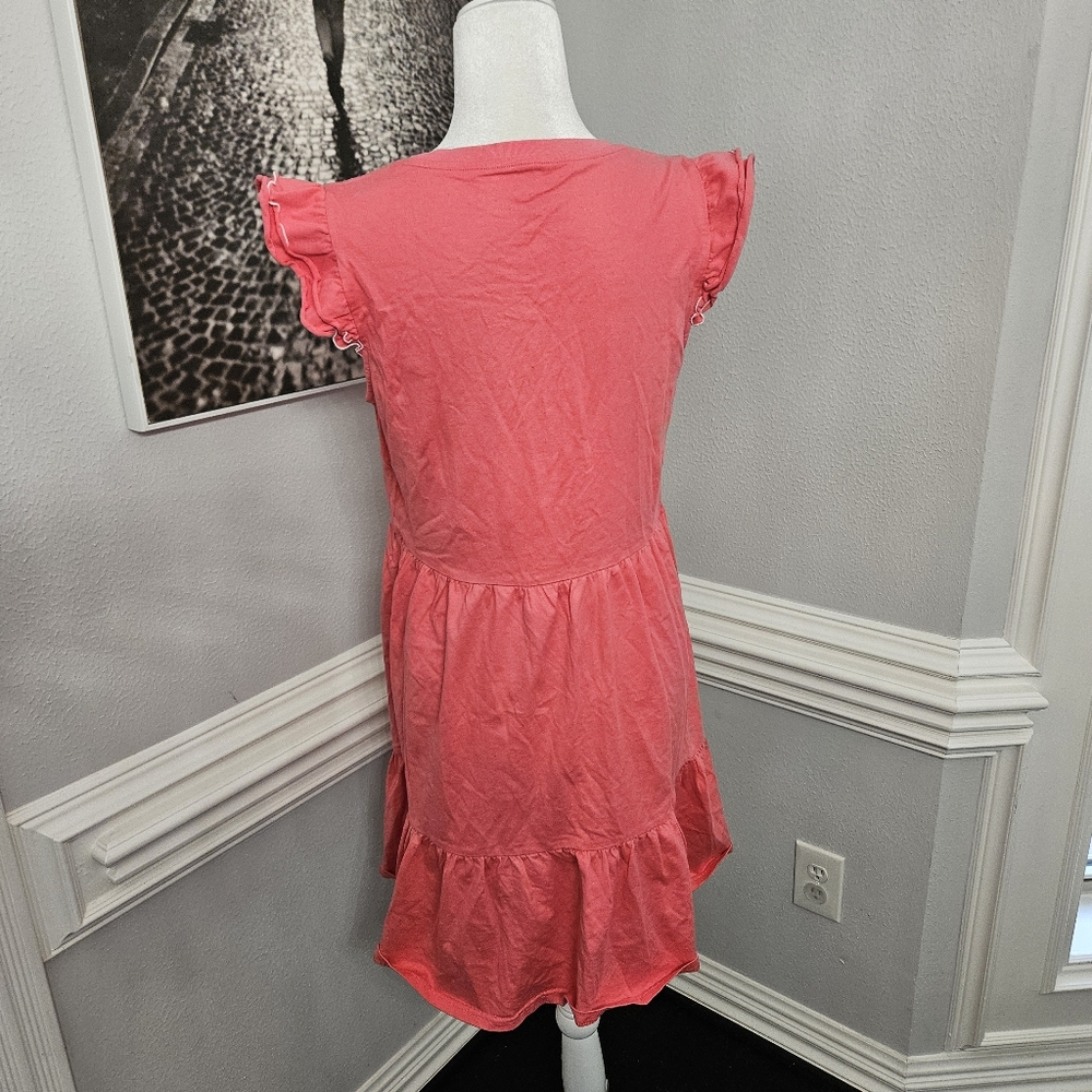 Kate Spade Trapeze Mini Dress Womens Pink Crew Neck Fairy Sleeve Tiers Large - Picture 8 of 10